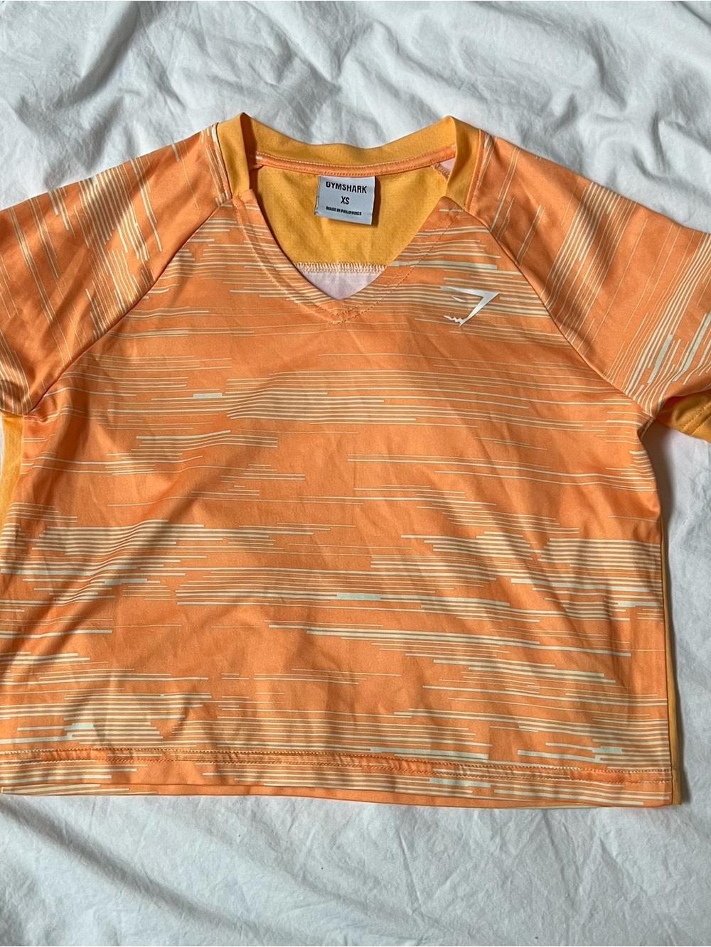 Gymshark Orange Striped cropped Performance Top